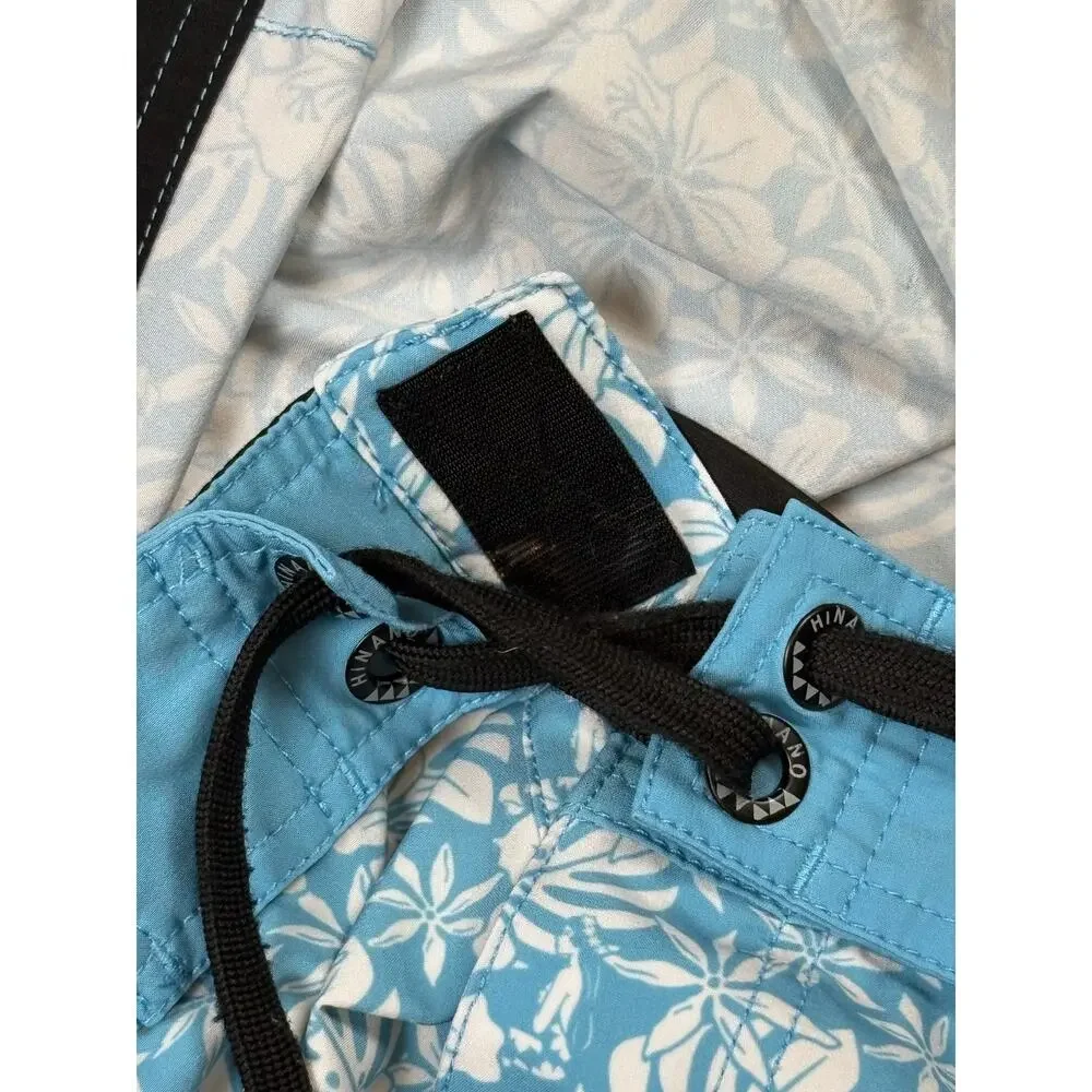 Hinano Tahiti Hawaiian Board Shorts Unlined Men's 36 All Over Print Floral Swim